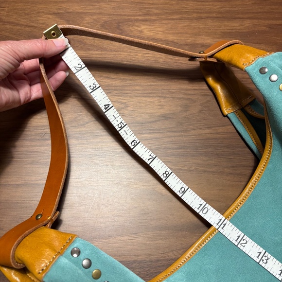 MASSIVE seafoam green suede hobo bag - “Rose Valley” - Old Trend brand - Picture 6 of 14